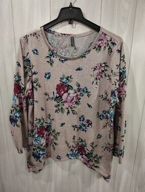 Women's Floral Fairy Embellished Pullover Sweater Size 2X Massini Office Comfort